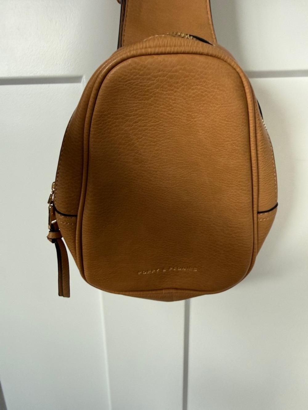 Poppy & Peonies Tan Leather Crossbody Bag